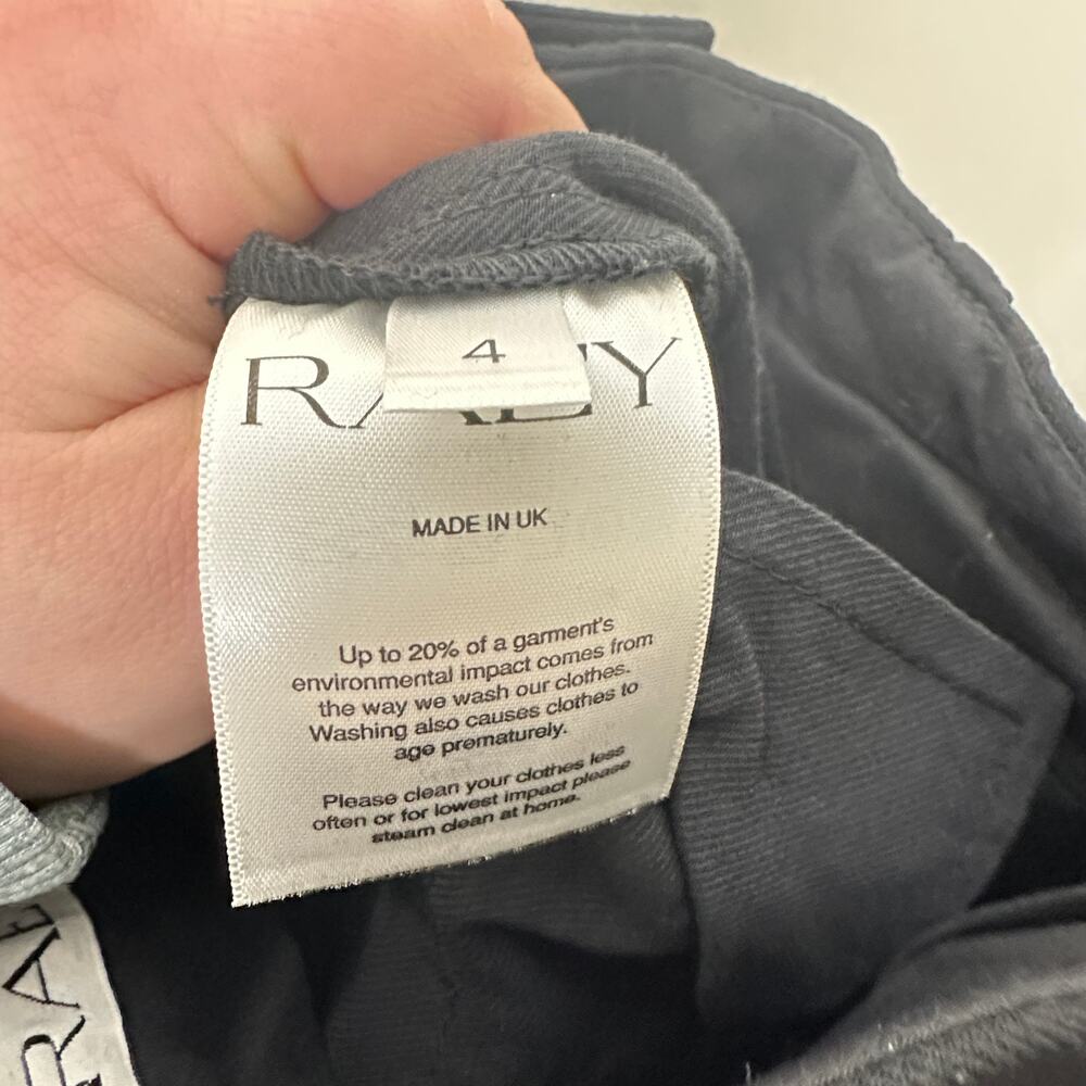 RAEY Wide Leg Pleat Front Wool Trousers Black Sz 4 $425 {II10} - Picture 5 of 6